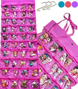 Toys Hanging Over The Door Storage Organizer Carrying Travel, 40 Clear View Pockets, Roll Up, for Small Dolls, Cars, Jewelry, Hair Accessories, Arts & Crafts, Bead, Sewing and More