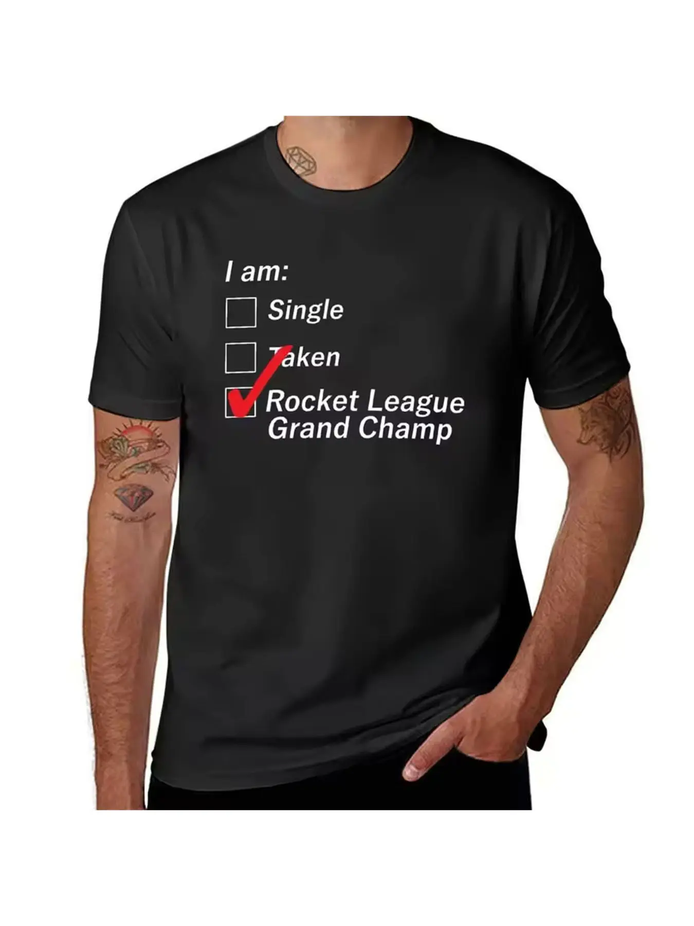 Rocket League Champion Graphic Tee, Animal Print Boyfriend Fit Short Sleeve Top, Casual All Season Wear, Men's Fashion Clothing