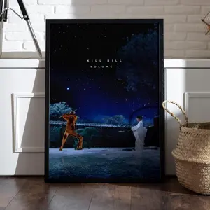 Action Revenge Movie Poster, Samurai Sword Duel Art Print, Iconic Film Scene Wall Decor, Tarantino Inspired Minimal Art