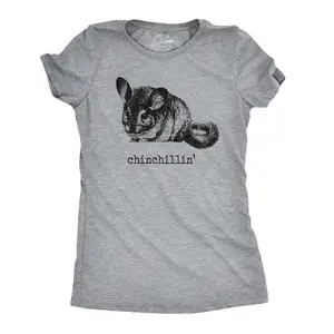 Womens Chinchillin T shirt Funny Chinchilla Animal Lover Graphic Vintage Cool Funny Womens T Shirts Cute Vintage Fashion Casual Ladies T-Shirt Gift Funny Animal Top Women's Novelty Tees Light Grey