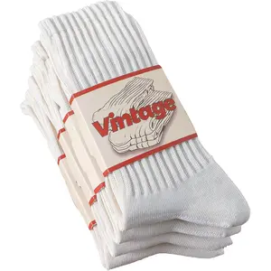 4 Pairs Natural 98% Cotton Crew Socks - Seamless, Breathable, Cozy Fall & Winter Socks for Women & Men summervibes