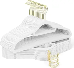 Hangers 30 Pack with  Hooks, Non-Slip Slim Felt Hanger for Clothes, Heavy Duty Space Saving Flocked Hangers for Dresses, Suits, Coats & Pants(White)