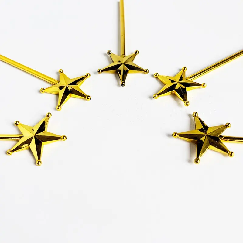 24/48pcs Star Sticks Set, Festival Party Decorations, Christmas Tree Topper, Holiday Party Supplies Kit