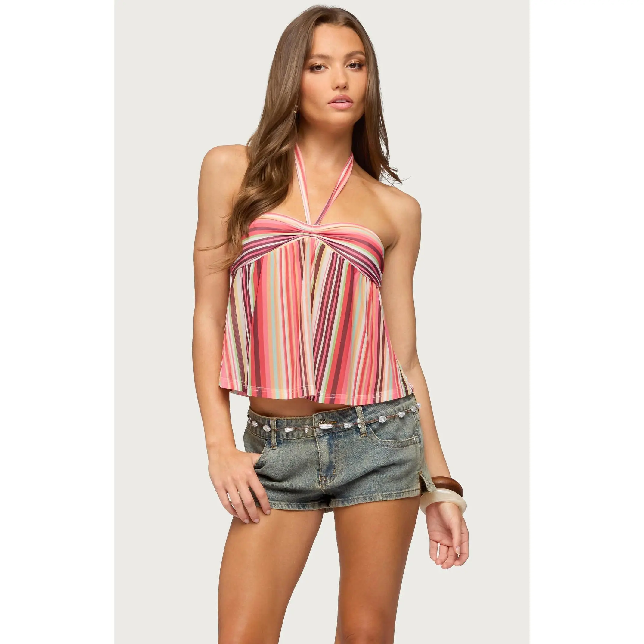 Edikted Women's Fernanda Striped Halter Top