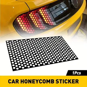 tail light sticker lit up，Honeycomb pattern stickers; self-adhesive films for car tail lights and holographic headlights; vinyl decals; lens covers; universal decorative stickers; honeycomb stickers for external tail and brake light lenses