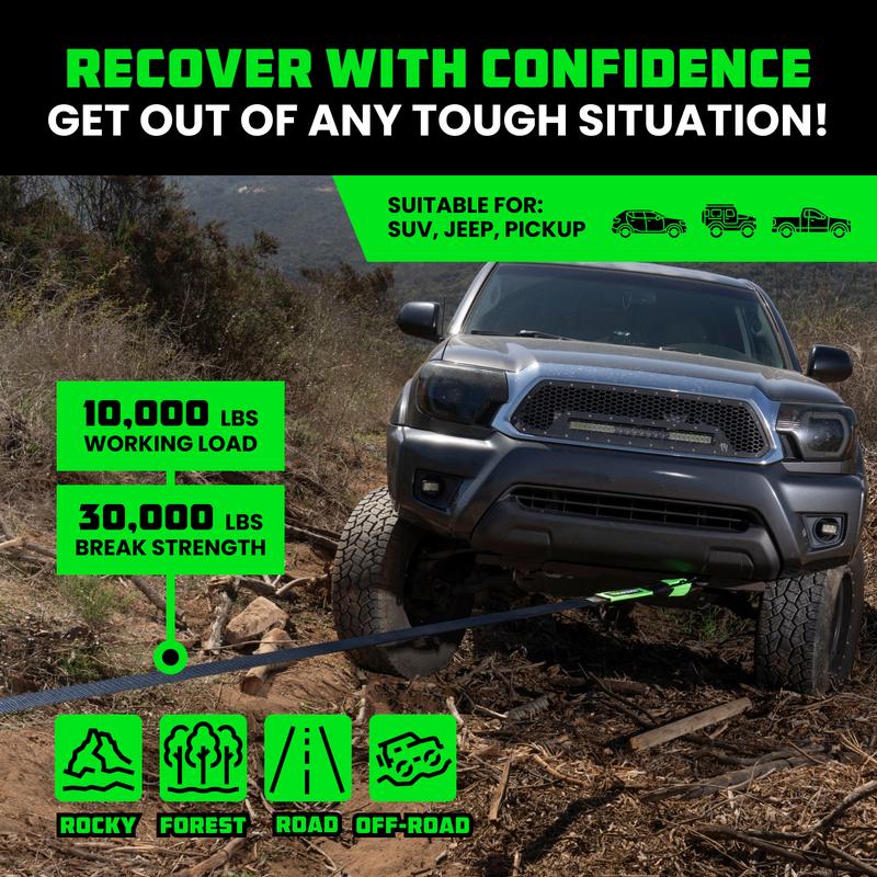Rhino USA Recovery Tow Strap (3" x 20') 31,518lb Break Strength - Heavy Duty Emergency Recovery Strap Tow Rope for Offroad 4x4 Use for Truck, UTV, ATV Car Accessories