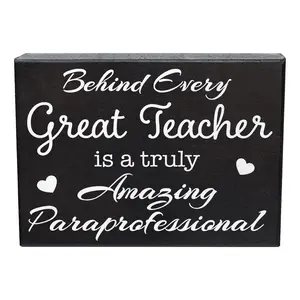 JennyGems Gifts for Paraprofessionals - Behind Every Great Teacher Is an Amazing Paraprofessional Sign - Meaningful Paraeducator Gift for Christmas, Birthdays, or Appreciation - American-Made