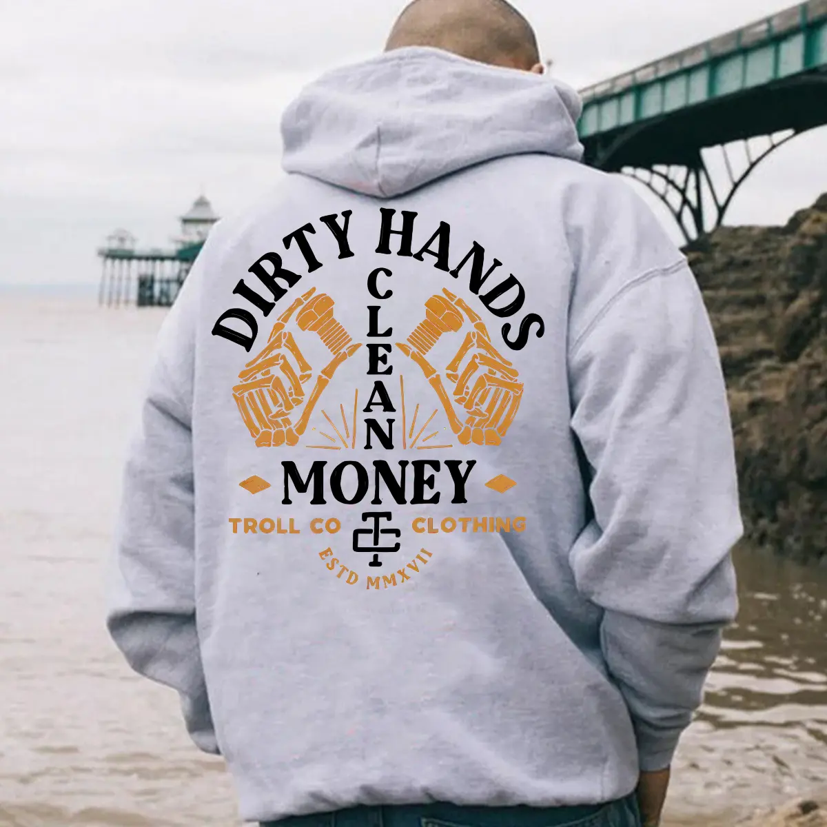 ⚙️[Sale Up To 50%]Troll Co Garage Dirty Hands Make Clean Money Hoodie – Mechanic Workwear Streetwear Pullover, Graphic Garage Hoodie for Men, Back Print Auto Tech Shirt, Grease Monkey Apparel, Unisex Casual Fit Hoodie,Fall Outfits