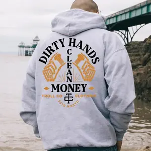 ⚙️[Sale Up To 50%]Troll Co Garage Dirty Hands Make Clean Money Hoodie – Mechanic Workwear Streetwear Pullover, Graphic Garage Hoodie for Men, Back Print Auto Tech Shirt, Grease Monkey Apparel, Unisex Casual Fit Hoodie,Fall Outfits