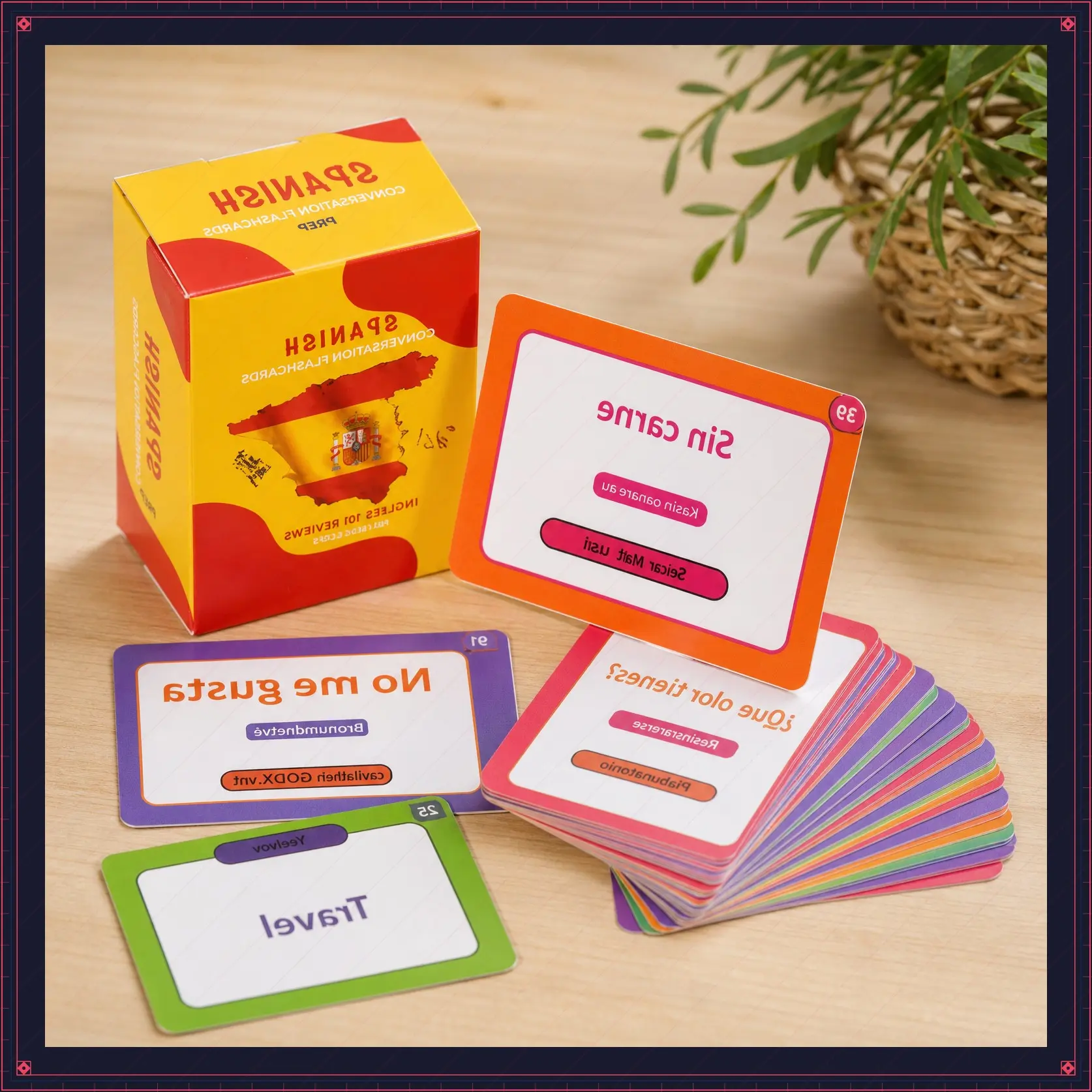 Halloween Fall Gift Spanish Conversational Phrase Flash Cards - 100 Beginner Sayings for Travel, Memory, Quick Reference - Educational Language Learning Resource - Game Like Play - Kids, Grade School, Classroom Homeschool