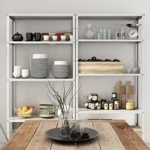 212 MAIN Deco Series Metal AR Shelving Rack - 5-Tier, 100lb Capacity Freestanding Decorative Shelf Organizer Unit (35.4x12x68 in, White) for Kitchen, Kitchen Rack Shelf, Display Storage Rack