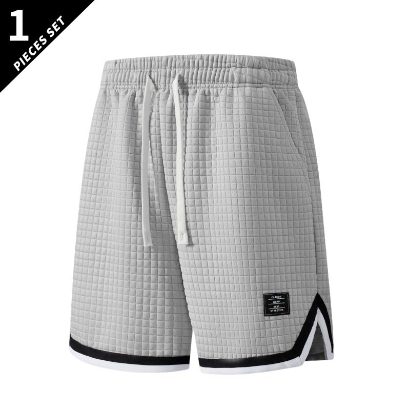 3-pack men’s breathable waffle basketball shorts with an elastic drawstring waist, side pockets, contrast piping, and a split hem—ideal for the gym, running, training, and everyday wear.