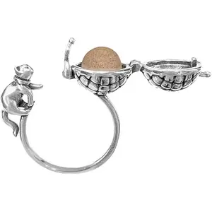 925 Sterling Silver Cute Cat Aromatherapy Ring for Women, Adjustable Open Woven Yarn Ball Locket Ring, Essential Oil Diffuser Fidget Jewelry, Gift for Cat Lovers
