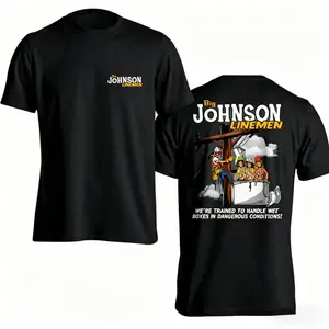 100% cotton electrician T-shirt, we are trained to handle damp boxes, funny electrician T-shirt, humorous men's repair worker style shirt, funny construction worker outfit, double-sided design