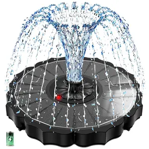 Solar Fountain, Works in Cloudy with 2000mAh Battery Backup, Glass Solar Powered Bird Bath Fountain with Smart Status Indicators, 3.5W, 8 Nozzles, for Garden, Outdoor