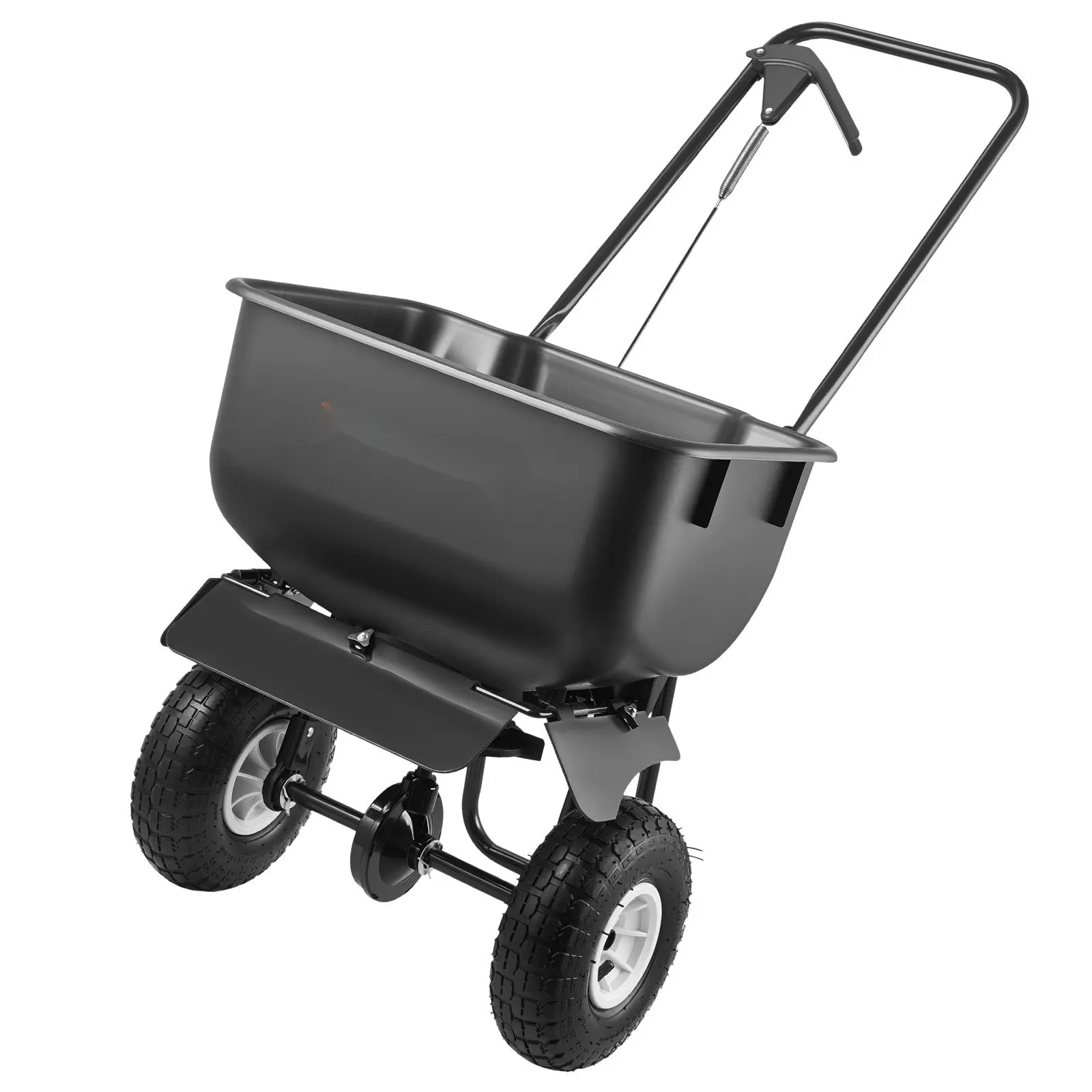 Push Lawn Spreader, 12-Foot Spreading Width, Broadcast Spreader With 80-Pound Load Capacity, 10-Inch All-Terrain Tires, Walk-Behind Garden And Lawn Broadcast Spreader For Seed, Fertilizer, Salt And Ice Melt, Ideal For Lawn Care