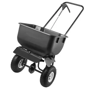 Push Lawn Spreader, 12-Foot Spreading Width, Broadcast Spreader With 80-Pound Load Capacity, 10-Inch All-Terrain Tires, Walk-Behind Garden And Lawn Broadcast Spreader For Seed, Fertilizer, Salt And Ice Melt, Ideal For Lawn Care