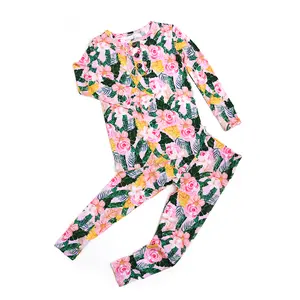 Luana RUFFLE TWO PIECE Bamboo Toddler Set Ultra Soft Premium Fabric Functional Buttons Flexible Fit for All Day Play & Naps Sizes 18M to 10/12