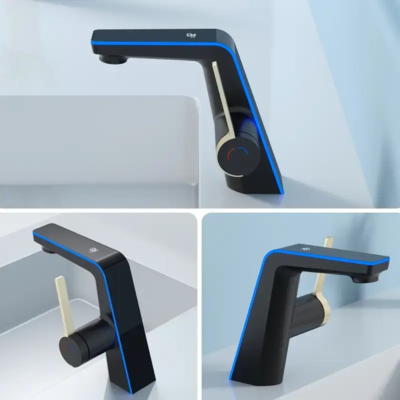 Modern Bathroom Faucet with Digital Temperature Display - Touchscreen-like interface, No Battery Celsius/Fahrenheit Switch