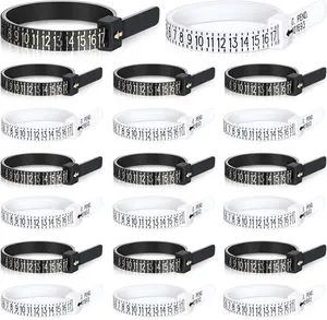 50 count Ring Sizer 1-17 Measuring Tool,  Wedding Ring Gauges Finger Sizer, Black and White