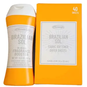 Homebright Brazilian Zol Laundry In-wash Booster 10.5 oz & Dryer Fabric Sheets 40ct 2pc Set For Clothes