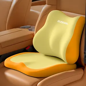 2-Piece Car Booster Seat Cushion & Lumbar Support Set Soft Memory Foam Ergonomic Design for Cars SUVs Trucks Universal Fit