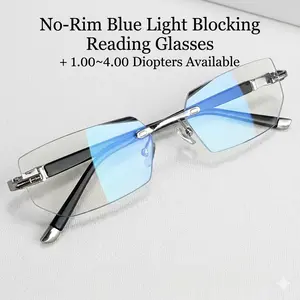Unisex Simple Style Plain Color Rimless Eyeglasses, Trendy Casual Eyeglasses for Everyday Use, Fashion Accessories for Outdoor Activities, High Quality Eyeglasses, Fashionable Frames Glasses, Stylish Trendy Eyewear