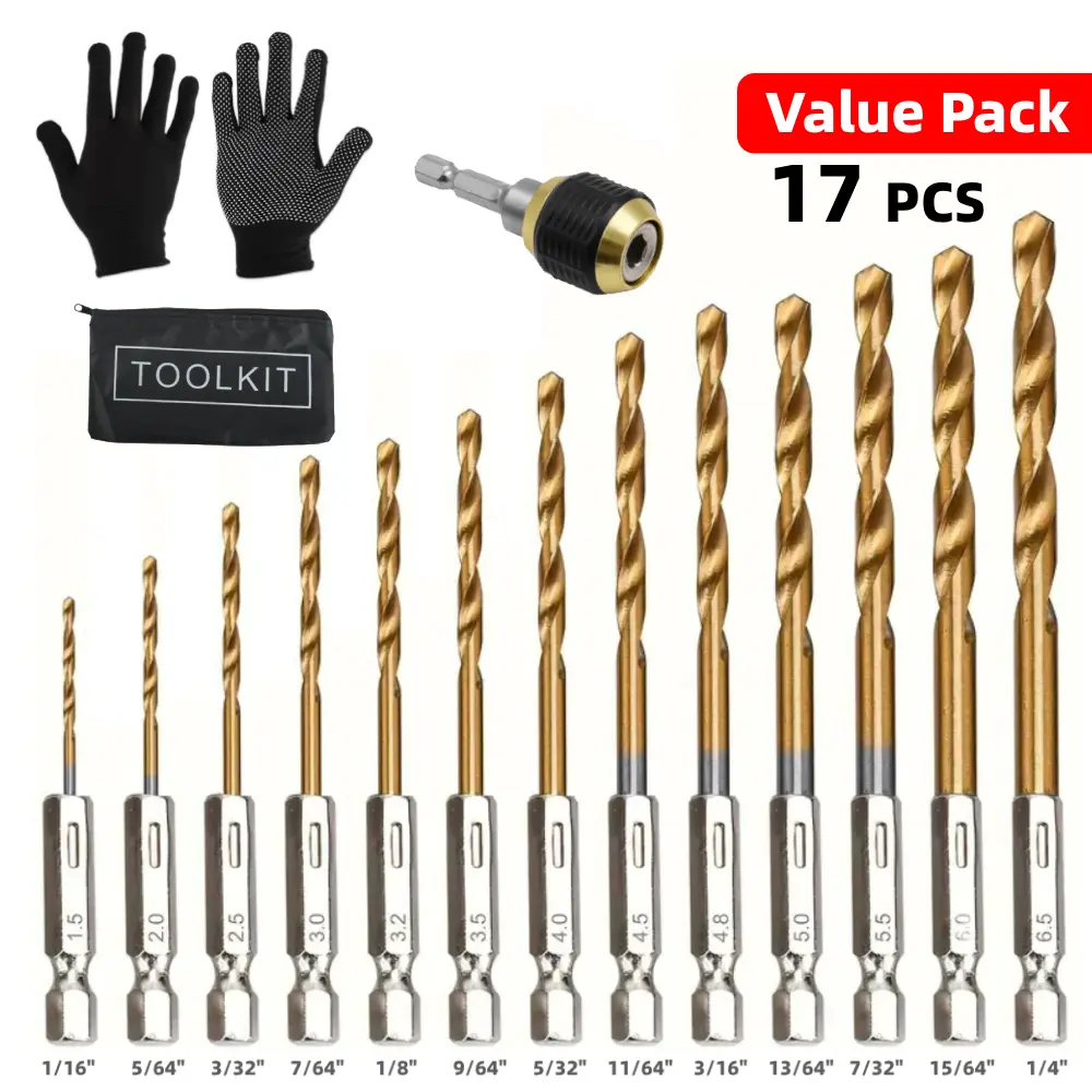 17 PCS Titanium Plated Drill Bit 17 PCS Titanium Plated Drill Bit