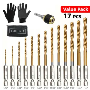 17 PCS Titanium Plated Drill Bit