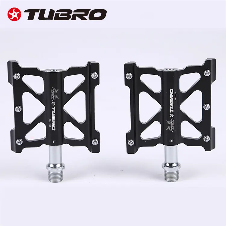 TUBRO BF170T CNC Aluminum Bike Pedals, Sealed Bearing Flat Platform MTB Pedals, 9/16" Axle, 2 Colors (Black & Rainbow)