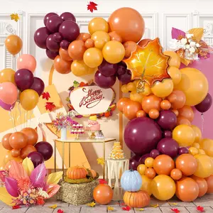 Fall Balloon Arch Kit,Burnt Orange Burgundy Yellow Maple Leaves Pine Cone Balloons For First Fall Autumn Decorations Party Fall Baby Shower Mid-Autumn Thanksgiving Festival Party Decorations