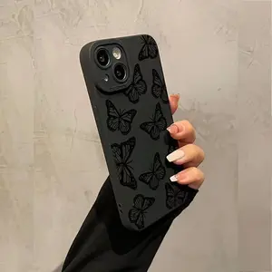 Black Butterfly Silicone Phone Case | Exclusive Ins Style All-In-One Anti-Drop Shell Compatible with iPhone Series All-Package Anti-Drop Soft Shell