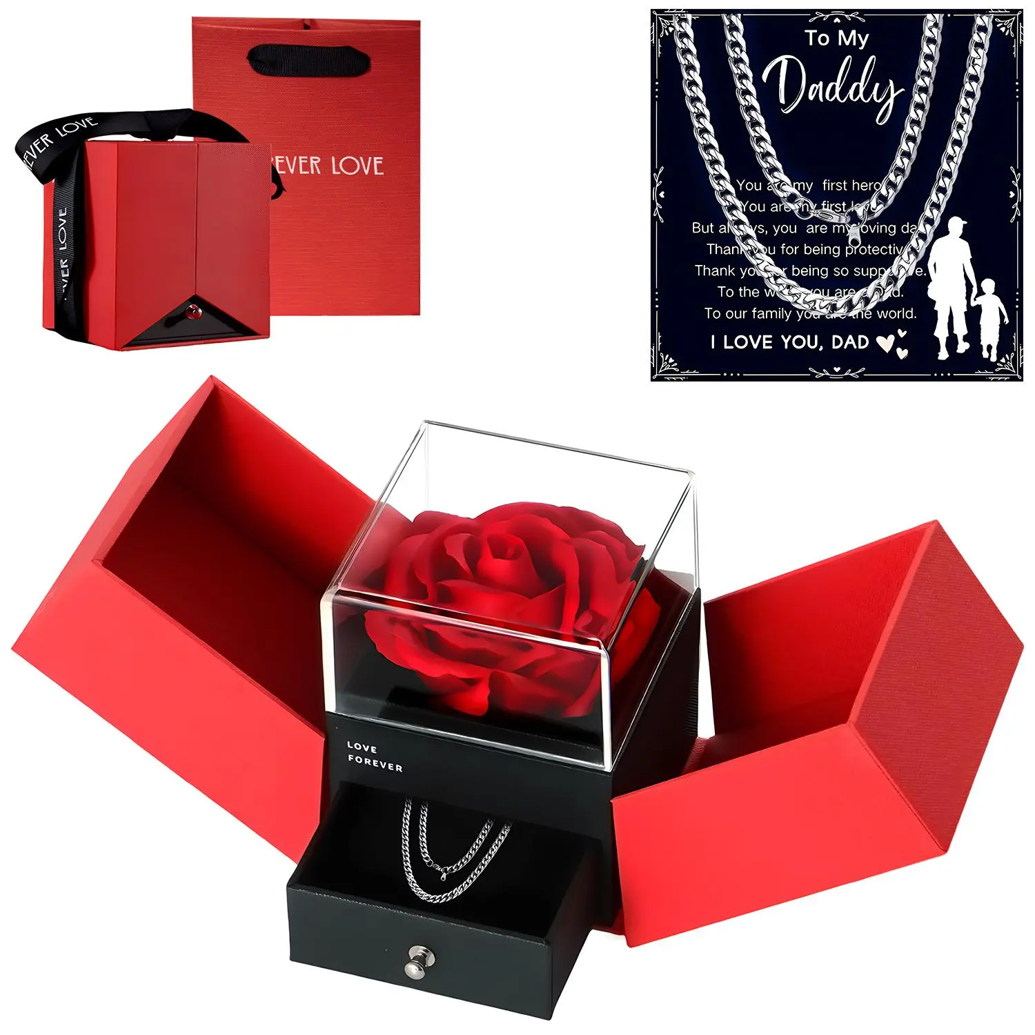 Red Box with Chain Necklace