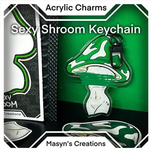 Sexy Shroom Acrylic Keychain - B**b Art, T*tty Art, Funny Stickers, Acrylic Charms, Mushroom Art, Lewd Art. NSFW - collectible keychains cute charm