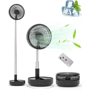 Portable Oscillating Standing Fan,Rechargeable  Operated USB Floor Table Desk Fan with Remote, Bedroom Camping Travel Fans Black 7.7"