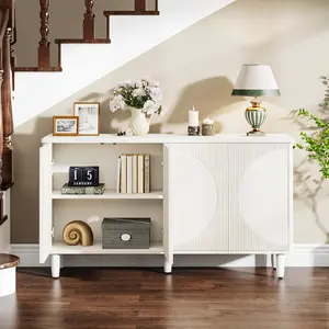 LITTLE TREE Buffet Cabinet Sideboard with Storage, Large Storage Cabinet Sideboard Buffet Table with Doors for Living Room Kitchen Dining Room