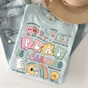 Comfort Colors Play Is Learning Teacher Shirt, Preschool Kindergarten Tee, Primary Back To School Shirt, 1st Day Of School Shirt, Fall Teacher Gift