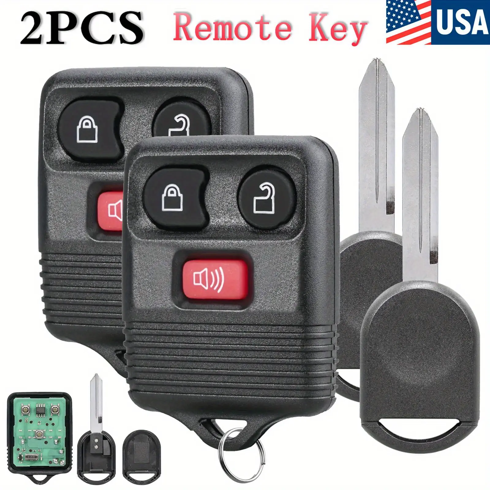 Ford F150 Key Fob Replacement Ford Key Fob Keyless Entry Remote Car Key Fob Replacement 2 Pack Remote Key Fobs 3 Buttons Transponder Chip Key For Ford F150 F250 F350 2004-2010 CWTWB1U345 - Perfect Flush Fit, Easy DIY Installation