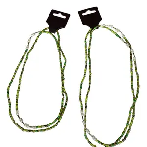 TNW Green hormany Removable Waist-beads - Green and White Beaded jewelry for Your Waistwear Needs