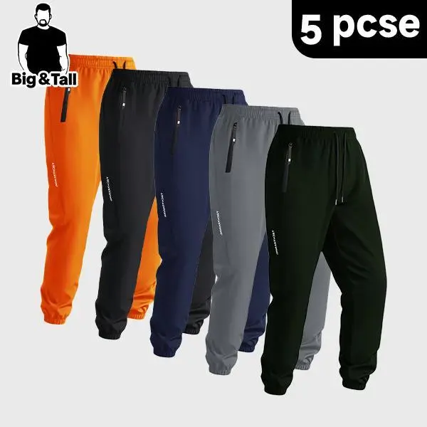 Men's 5-Pack Quick-Drying Jogging Sports Pants - Athletic Stretchy Material Fitness Gym Clothes, Stylish Casual Athleisure Pants for Outdoor Use, Athletic Trousers, Casual Comfy Sporty
