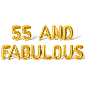 Letter & Number Balloons - 55 AND FABULOUS 16" Inch Alphabet Letters Foil Mylar Balloon 55th Birthday Party Banner