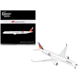 Airbus A350-1000 Commercial Aircraft "Philippine Airlines" White with Tail Graphics 1/200 Diecast Model Airplane by GeminiJets