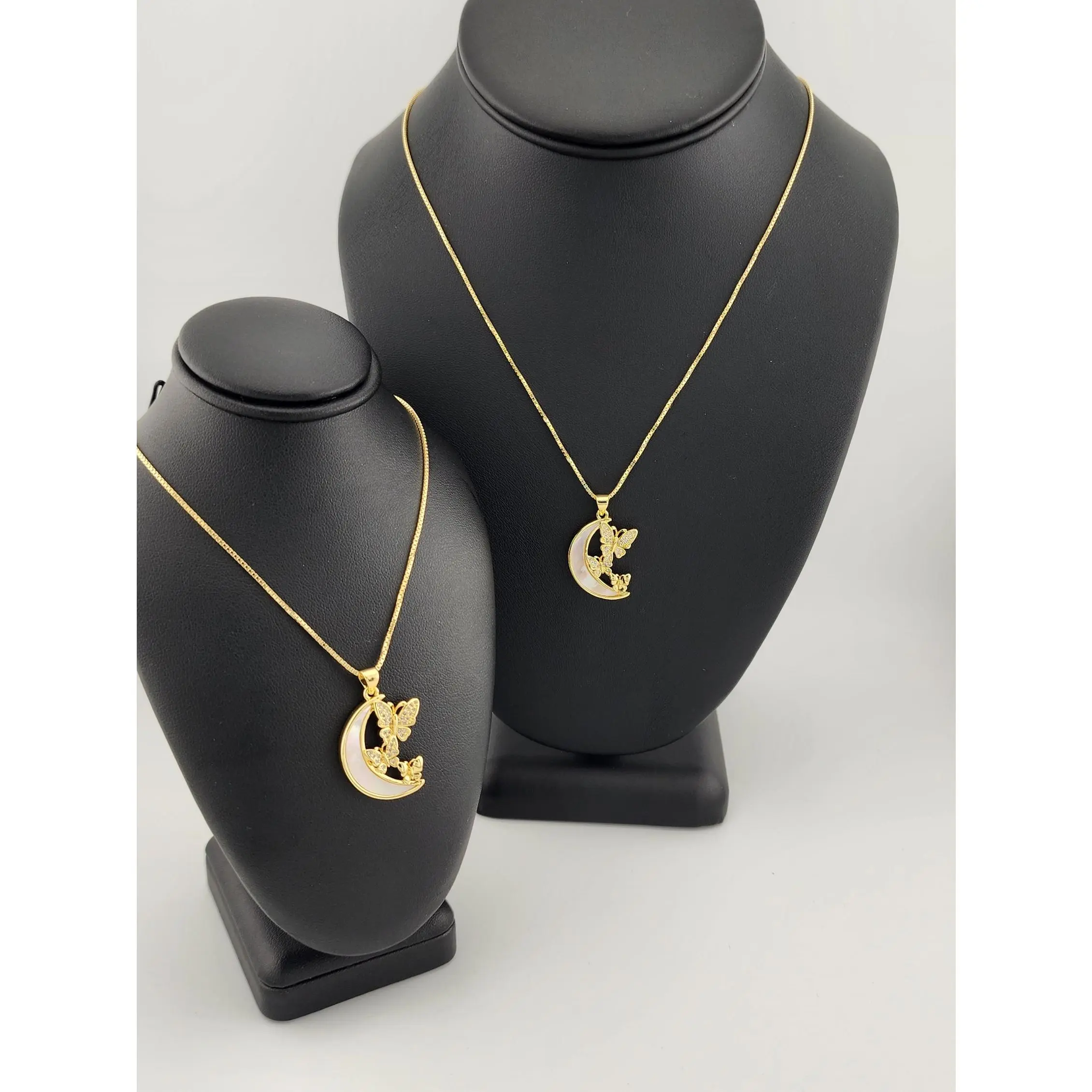 Brand New Half Moon Double Butterfly Necklace