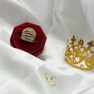 Valdes Luxury Multi Row Zirconia Ring 14K Gold Plated Adjustable Ring Daily Wear High Quality Accessory