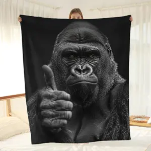 Gorilla Thumbs Up Print   Blanket, Ultra Soft Plush All-Season Throw for Sofa Nap,Modern Animal Design Home Decor Gift Idea.Polaris Blanket