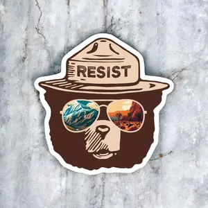 Alt National Park Smokey the Bear Sticker Resist Protest Decal, Progressive Political Gift for Nature Lovers F4N