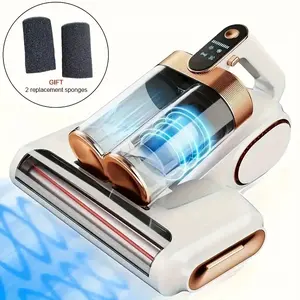 Mattress Dust Mite Vacuum Cleaner, Bed Vacuum with UV-C Light, 149℉ Hot Air & LED Display, High-Speed Motor with 16Kpa Powerful Suction, Double-Cup Handheld Vacuum with High-Efficiency Filter, for Mattress, Bed, Sofa Cushions, Includes 2 Filter Sponges