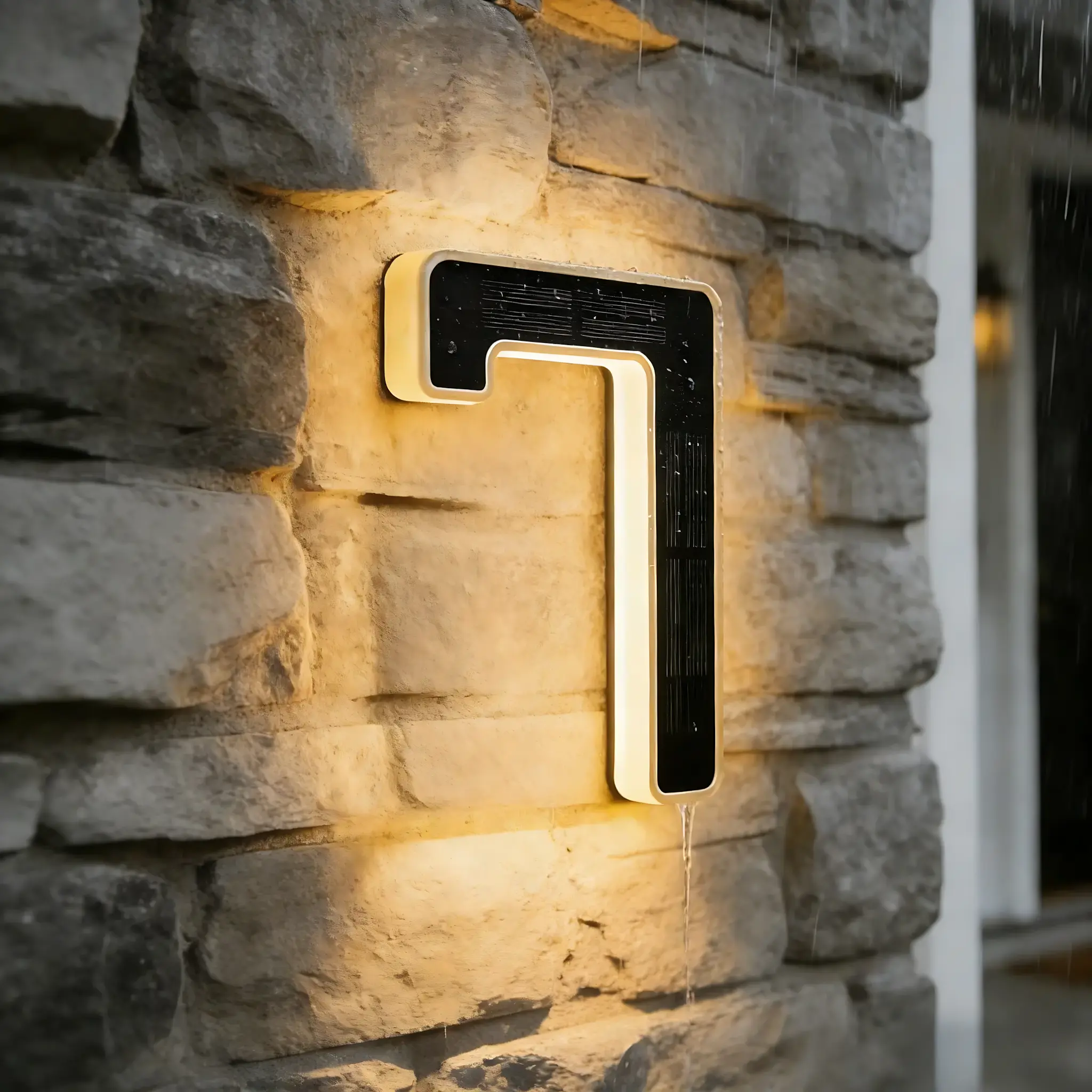 6.7 in Waterproof LED Solar Lighted House Numbers, Backlit Illuminated Modern Outdoor Address Sign Plaque for Front Door, Home Exterior Decoration