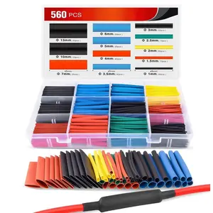 Shrink 2:1 Electric Insulation Tube Kit 45mm Flame Retardant Wrap Cable Sleeve 560pcs 12 Sizes with Storage Box