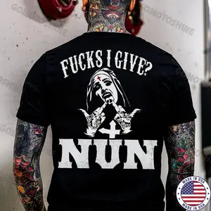 F*CKS I GIVE Uninhibited Nun Graphic Black Print T-shirt